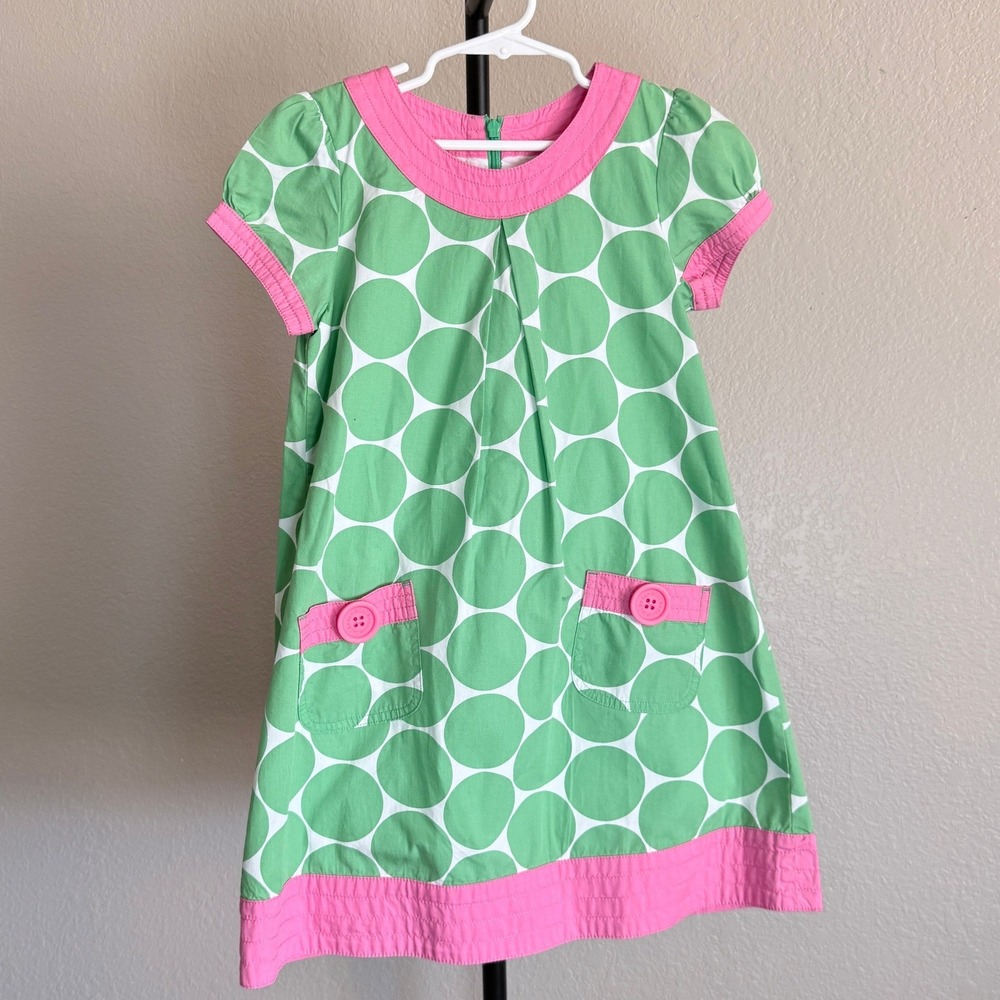 Mini Boden Green Dress with Pink Accents